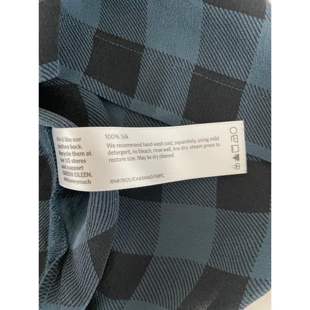 Eileen Fisher Silk Gingham Check Sleeveless Tunic Shell Medium - Picture 6 of 7